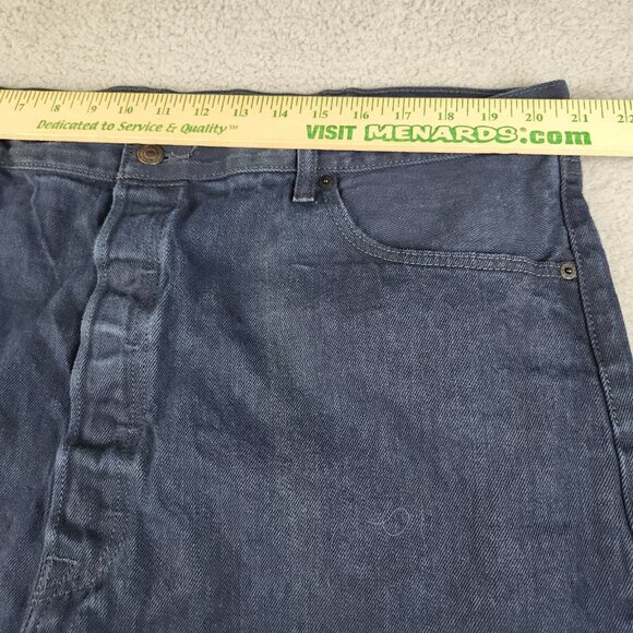 Mens 44x32 Levis Blue Dark Wash 501 Classic Fit Straight Leg Button Fly Denim - Picture 4 of 9